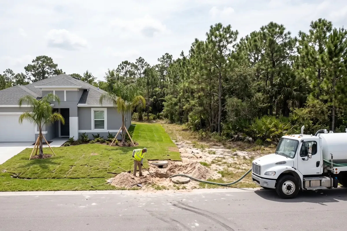 Septic tank service at a newer home in Marion Oaks, Florida